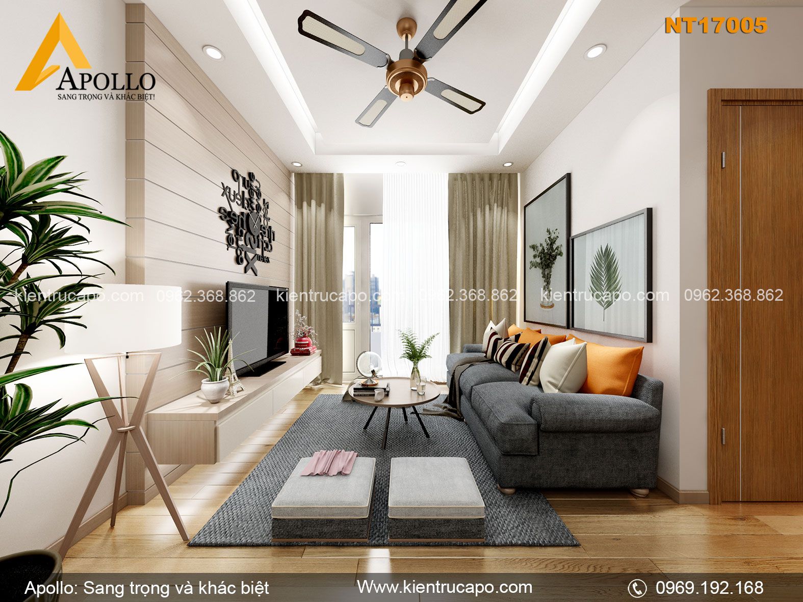 Mẫu thiết kế chung cư hiện đại đơn giản (NT17005)